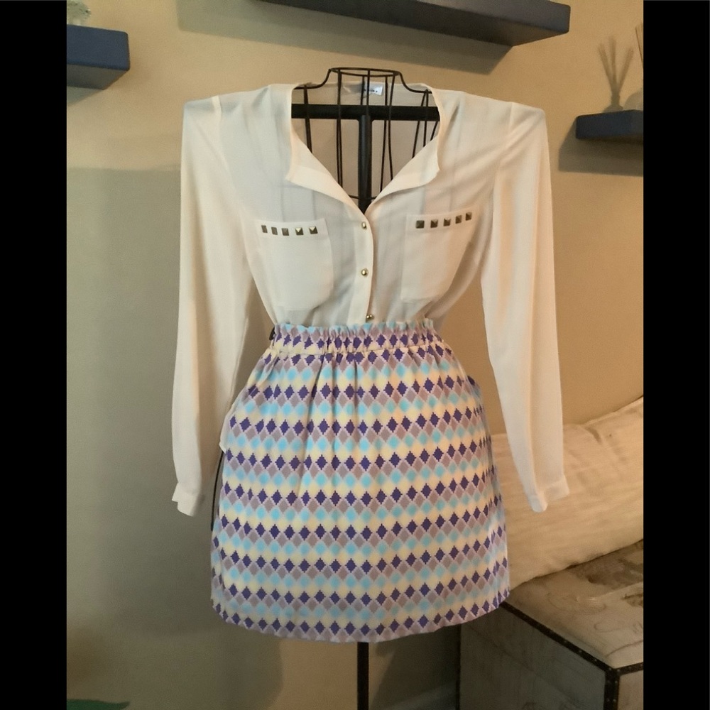 Sheer blouse and Lined Skirt. Sz M